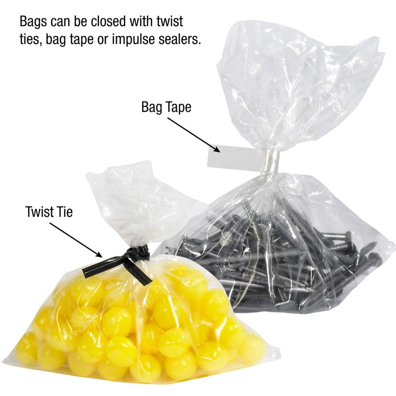 Aviditi 6"" x 4"" x 12"" Gusseted Poly Bags, 1.5 Mil, Clear Open Top with Expandable Sides for Packaging Parts, Food and Supplies, (Case of 1000) - Image 5